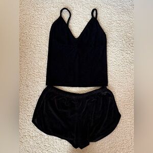 Women's Black Velour Sleepwear Set